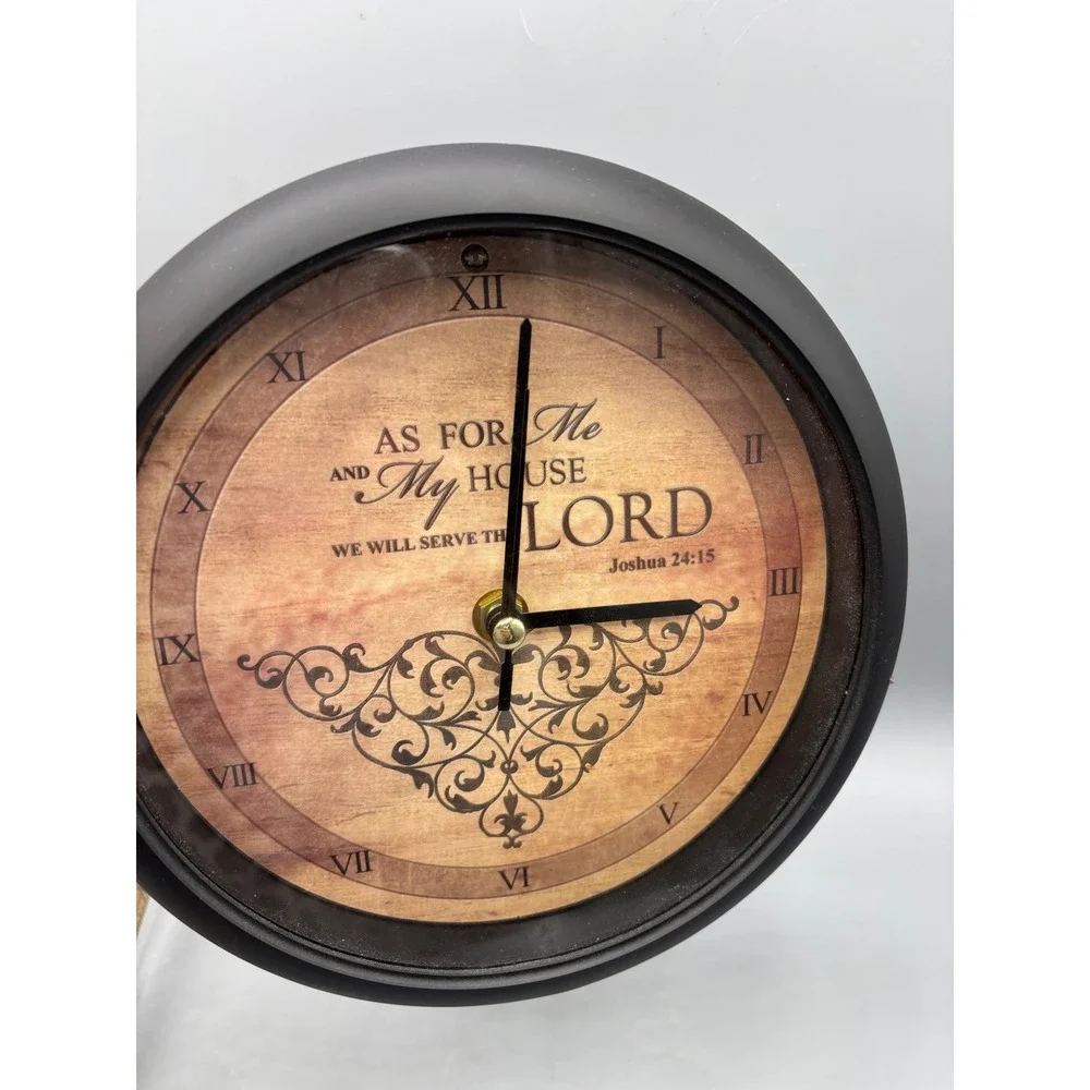 Joshua 24:15‎ Religious Wall Clock Black Round Musical Christian Decor